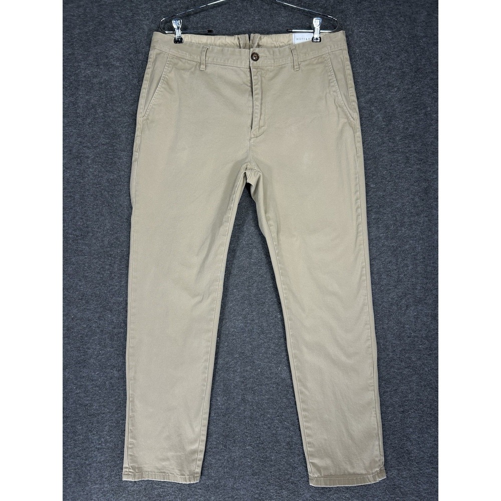 Mott & Bow Pants Mens 34x29 Khaki Chino Casual Straight‎ Twill Cotton